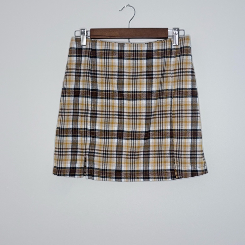 Love on a Hanger Plaid Skirt Tan Brown Juniors Y2K Preppy Halloween